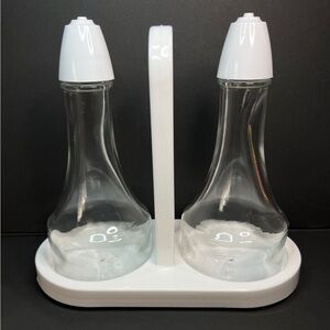 Vintage 1970’s Gemco White Glass Oil and Vinegar Dispenser Set